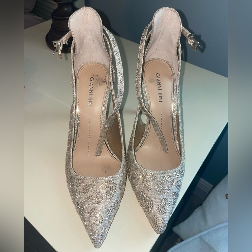 Once worn Gianni bini lulaatwo leopard rhinestone detail cut out heels